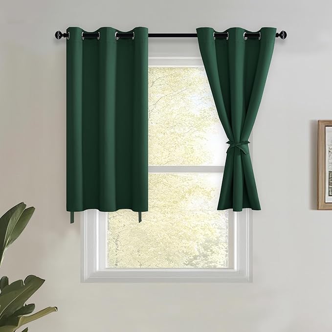 JIUZHEN Short Curtains Kitchen Half Window Blackout Curtains by JIUZHEN