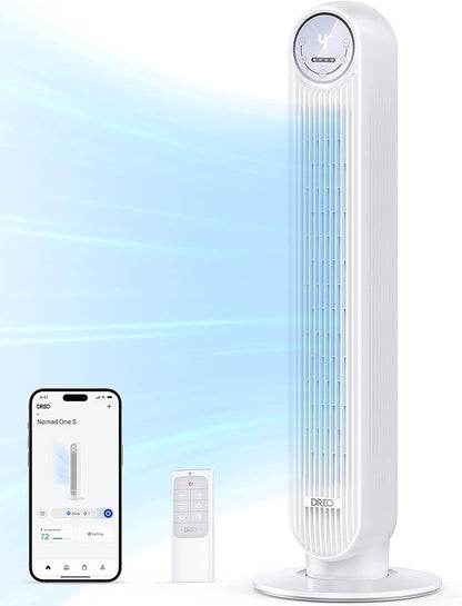 Dreo Tower Fan for Bedroom, 25ft/s Smart Standing Fans, 90° Oscillating Floor by DREO