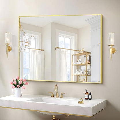 Gold Bathroom Mirror for Wall, 30x36 Inch Rectangle - Image 9