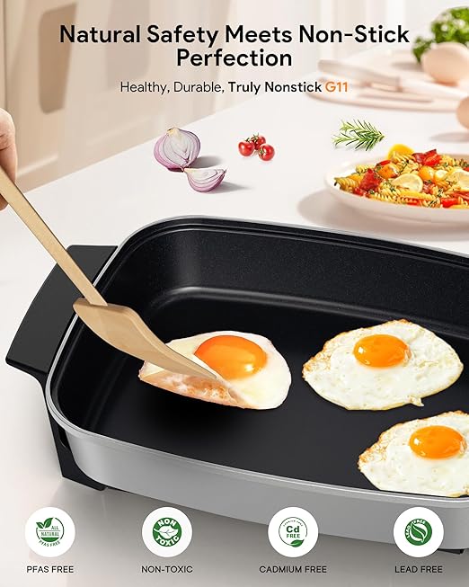 Nuwave Medley XL Digital Electric Skillet, Family Size Griddle w/Glass Lid - Image 4