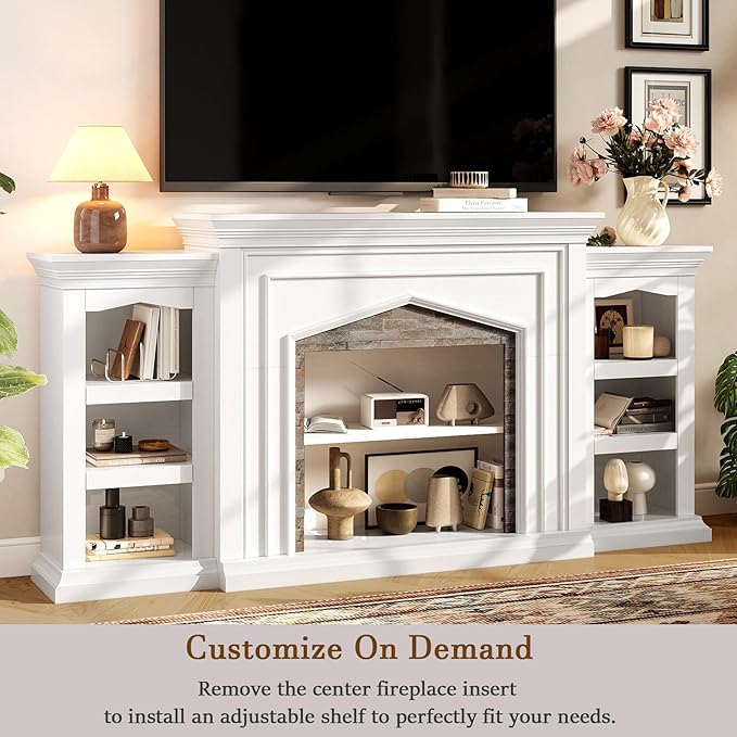 LGHM 80" Fireplace TV Stand for TVs Up to 90 Inch, Electric Fireplace - Image 5