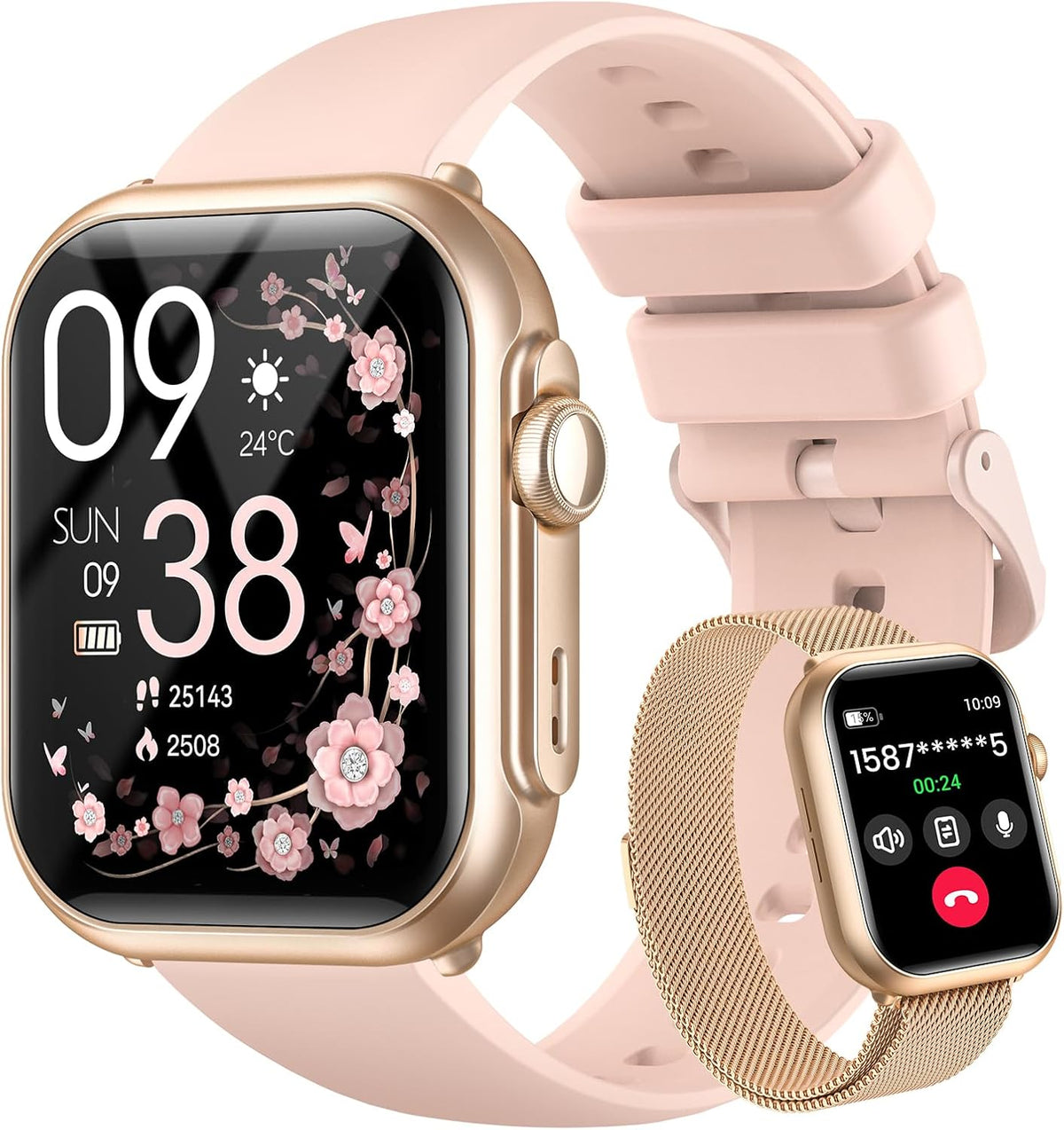Smart Watches for Women,1.85"Fitness Trackers with Answer/Call,with 2 Bands