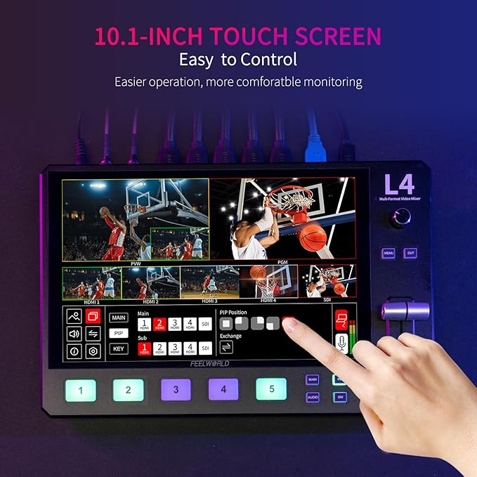 FEELWORLD L4 10.1 Inch Touch Screen Video Switcher 10.1 inch Touchscreen - Image 2