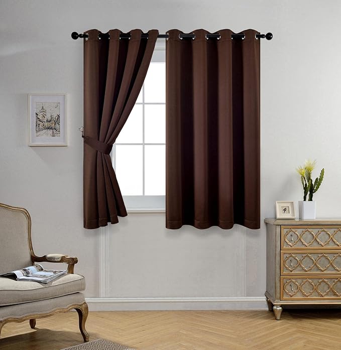 MIUCO Room Darkening Grommet Window Blackout Curtains Two Panels - Image 2