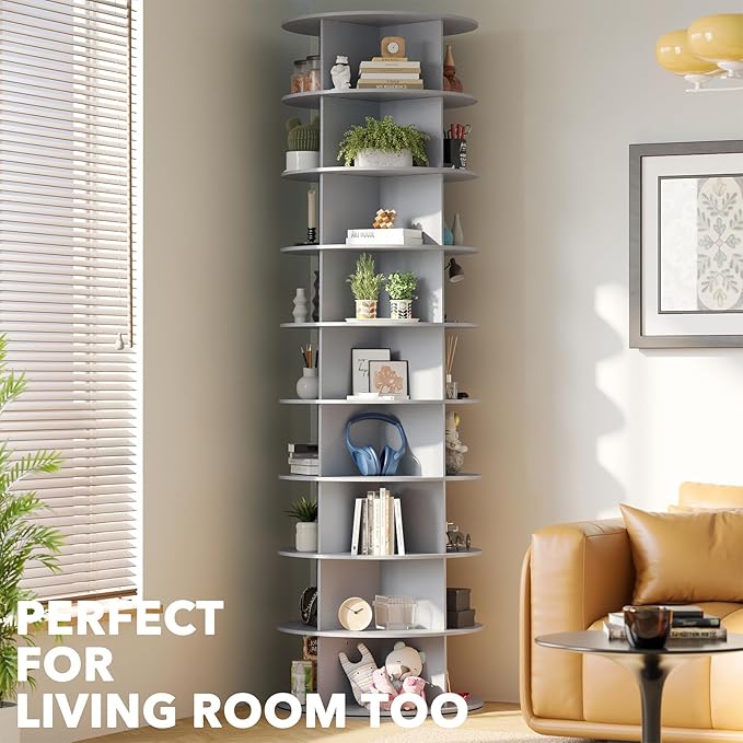 SpaceAid 9 Tier Rotating Shoe Rack Tower, Spinning Shoe Display Lazy Susan - Image 6