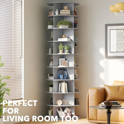 SpaceAid 9 Tier Rotating Shoe Rack Tower, Spinning Shoe Display Lazy Susan - Image 6