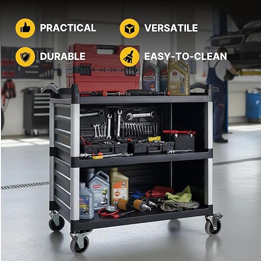 NorthSky Select Dual-Handle Utility Service Cart, 3 Shelves, 440 lb. Capacity - Image 6
