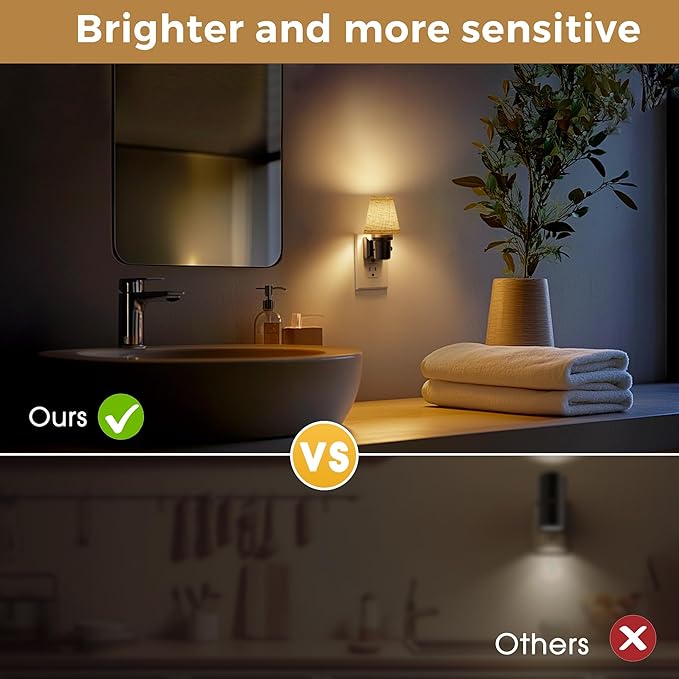 L LOHAS LED Night Lights Plug into Wall, Linen Fabric Round Platform Decor - Image 6