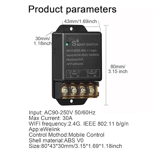 30A Hight Power WiFi Wireless Smart Switch, DIY Module - Image 3