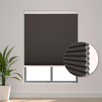 Cellular Shades Door Window Blinds Cordless Blackout, Honeycomb Blind Accordion Shade Room Darkening Indoor Pleated 1.5" Cell, Custom Size, Taupe