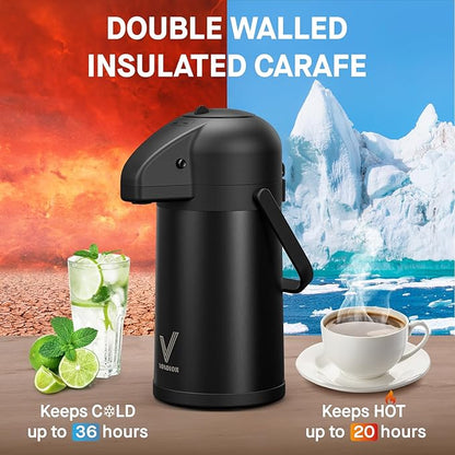 Airpot Coffee Carafe for Keeping Hot - 64 OZ/ 2.0L Coffee Dispenser - Insulated - Image 2