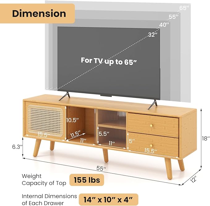 Giantex Mid Century Modern TV Stand - Image 3