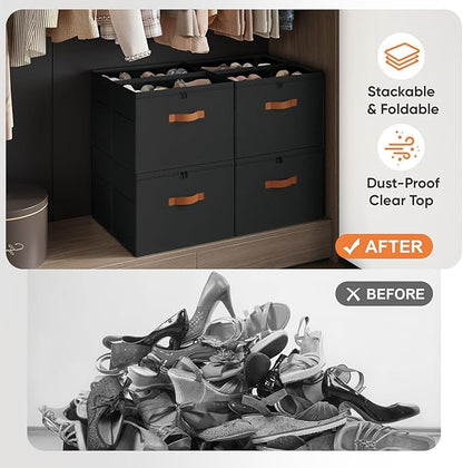 2 Pack Shoe Organizer for Closet, Foldable Shoe Storage Organizer - Image 4