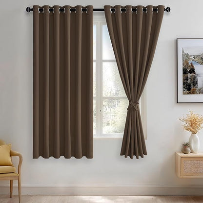 JIUZHEN Brown Blackout Curtains by JIUZHEN