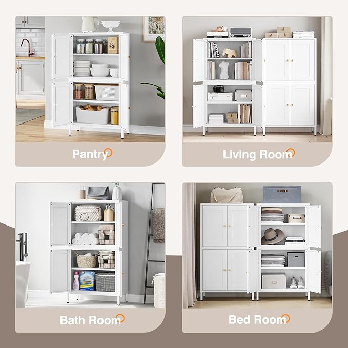 Yizosh Metal Pantry Cabinet, Tall Kitchen Pantry Storage Cabinet - Image 5