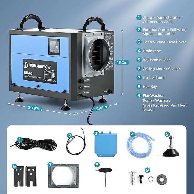 EUHOMY 130 Pint Crawl Space Dehumidifier - Image 7