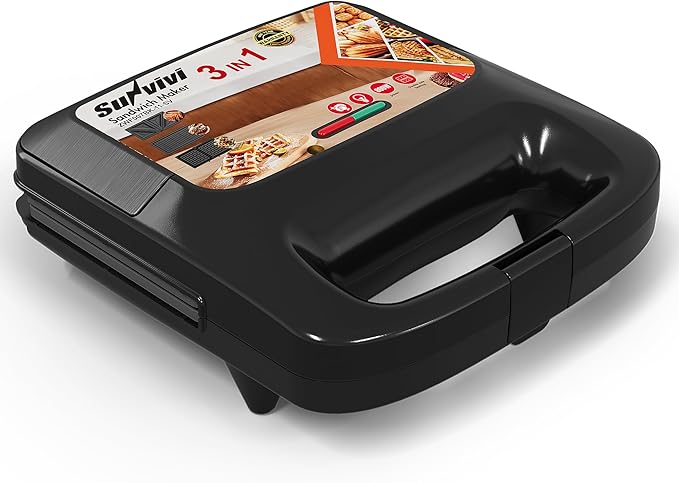 Sunvivi 3 in 1 Electric Sandwich Maker: Panini Press Grill and Waffle Iron Set by WeGetLife