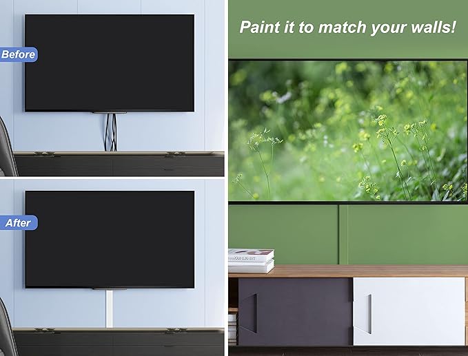 ZhiYo 34in TV Cord Hider for Wall Mounted TV, Large Cord Cover Wall, PVC Cable - Image 6