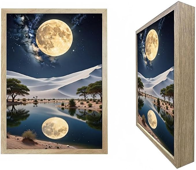 URVIP LED Glowing Photo Frame, 3D Starry-Sky Blue Moon Wall Art, 9x12 Inches by URVIP