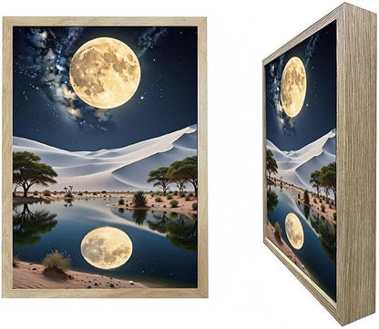 URVIP LED Glowing Photo Frame, 3D Starry-Sky Blue Moon Wall Art, 9x12 Inches by URVIP