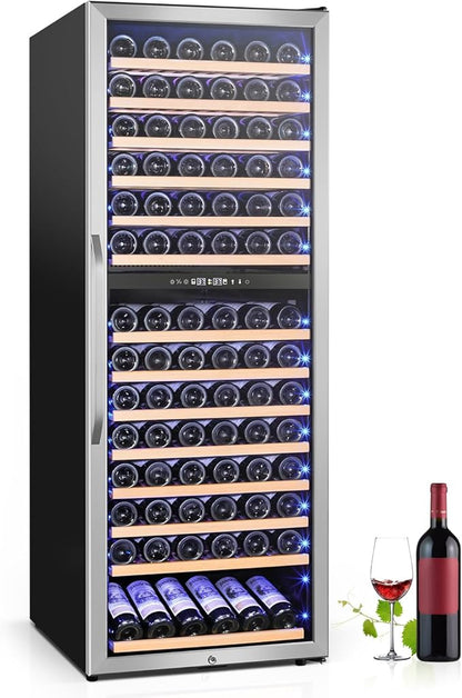 Wine Fridge Freestanding Dual Temperature Zone, Wine Cooler Refrigerator by Velivi-SpecialistinFridge