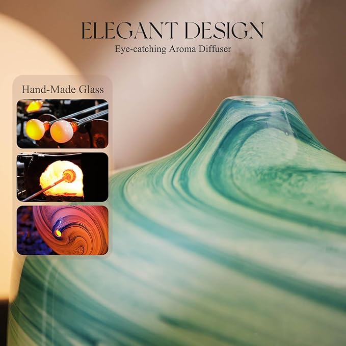 Porseme 500ml Glass Essential Oil Diffuser Aromatherapy Ultrasonic Cool Mist - Image 5