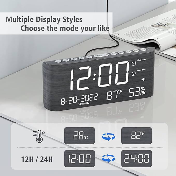 Mesqool Digital Alarm Clock, - Image 4
