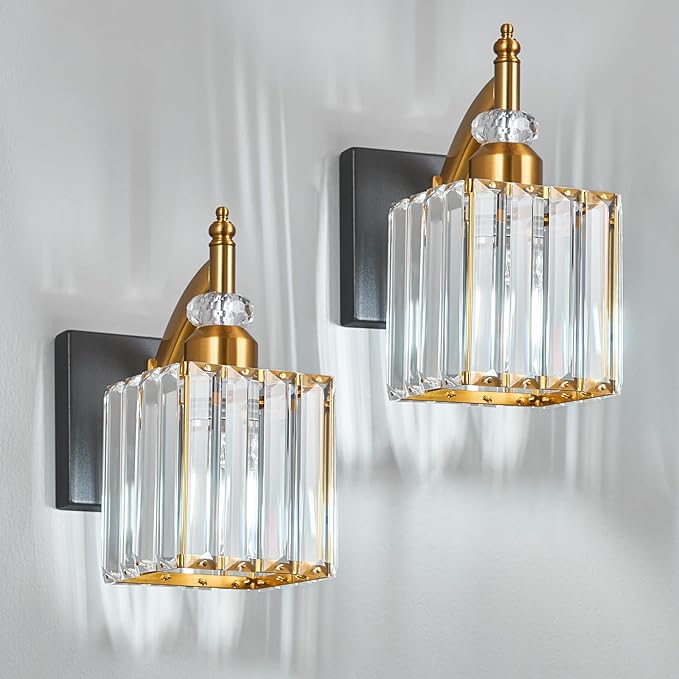 BBLLWJ Modern Wall Sconces Set of Two Black Gold Indoor Wall Mounted Room by BBLLWJ