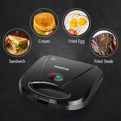 Aigostar Sandwich Maker with Non-stick Deep Grid Surface - Image 2