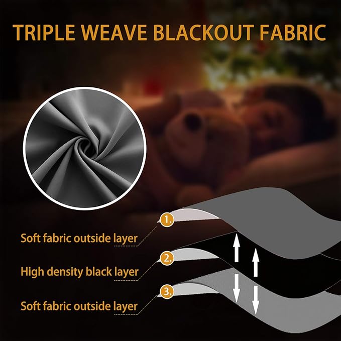 72 Length Blackout Curtains for Bedroom 2 Panels Set Sun Heat Blocking Thermal - Image 6