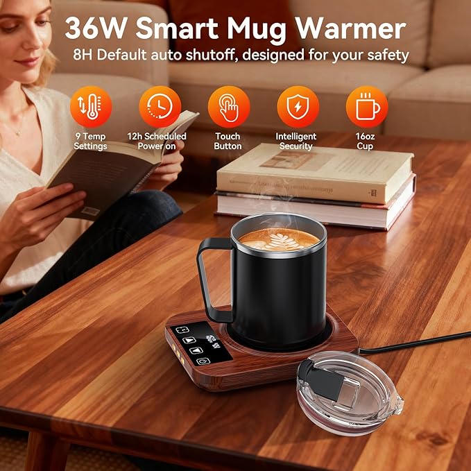 Coffee Mug Warmer & Mug Set for Desk, 36W Electric Coffee Mug Warmer - Image 3