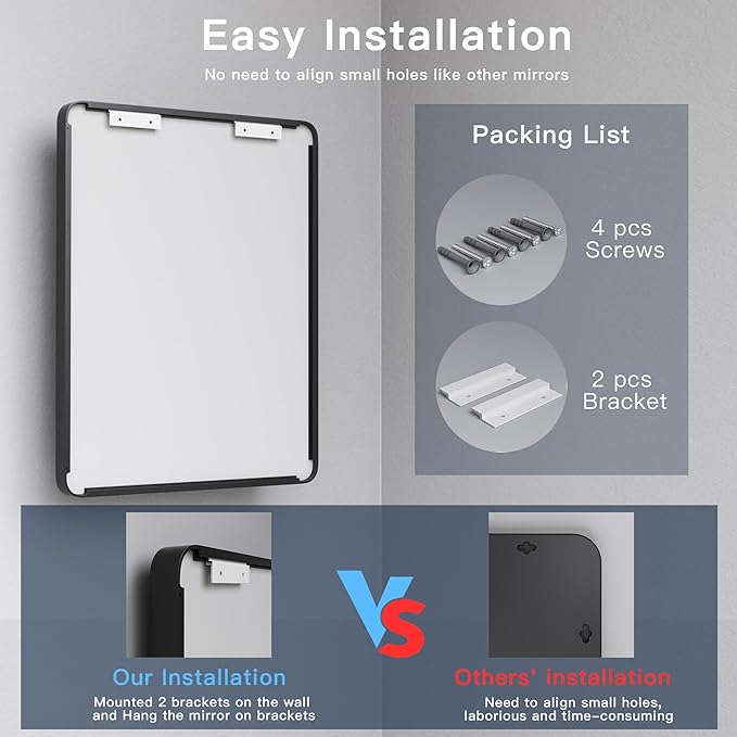 ISKM Black Framed Mirror for Wall 20"x 30", Bathroom Vanity Mirror Anti-Rust - Image 5