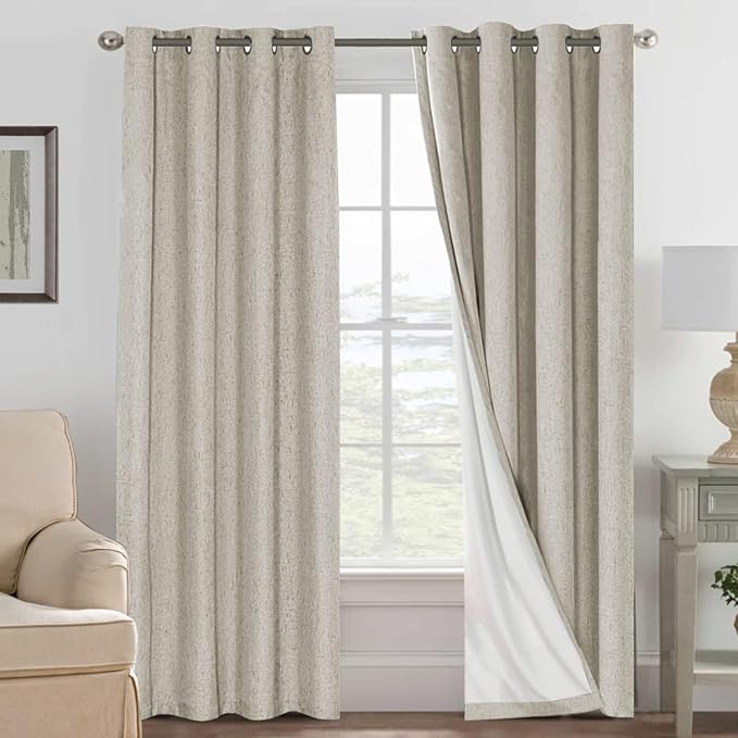 H.VERSAILTEX Linen Curtains 100% Blackout Curtains by HVERSAILTEX
