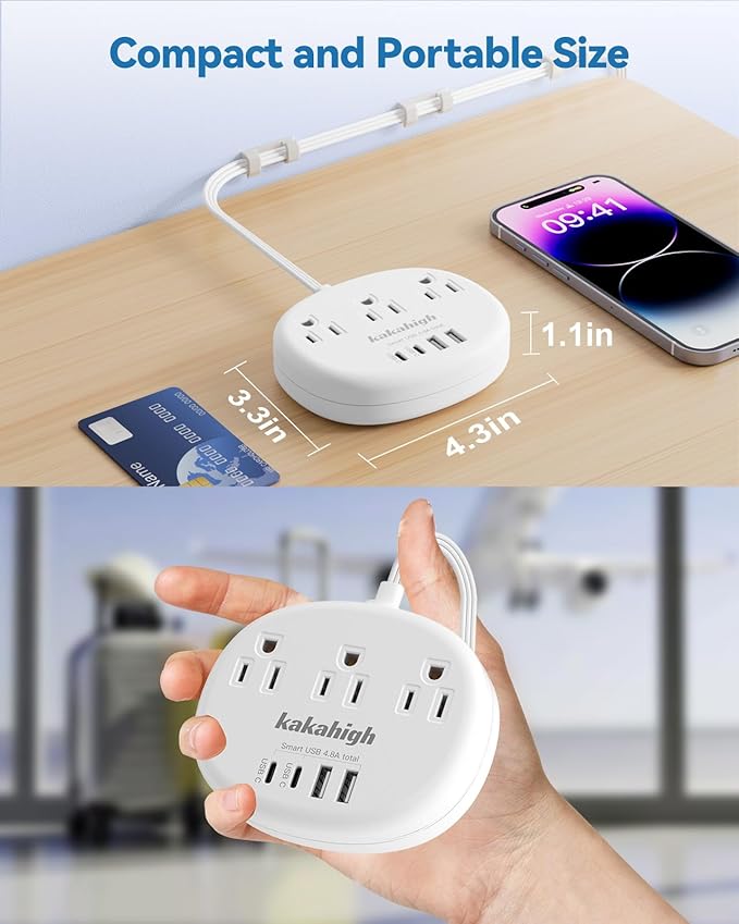 Flat Extension Cord with Outlet Cover & Cable Clips- 10 FT, 1625W Child Proof - Image 4