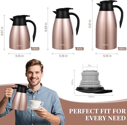 34 Oz Thermal Coffee Carafe, Stainless Steel Insulated Vacuum coffee crafts to - Image 2
