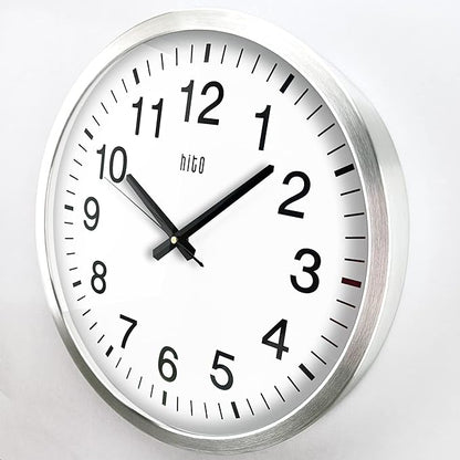HITO 16" Silent Wall Clock Battery Operated Non Ticking Sweep Movement Glass - Image 3