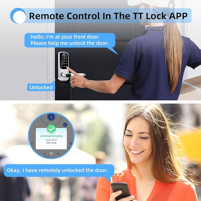 Smart Door Lock with Handle, Keyless Entry Door Locks, 8-in-1 Fingerprint - Image 3