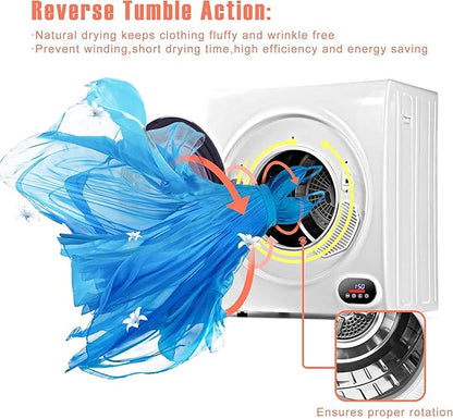 Euhomy Compact Clothes Dryer, 1500W Stainless Steel Dryer, 3.5 cu.ft, LCD - Image 4