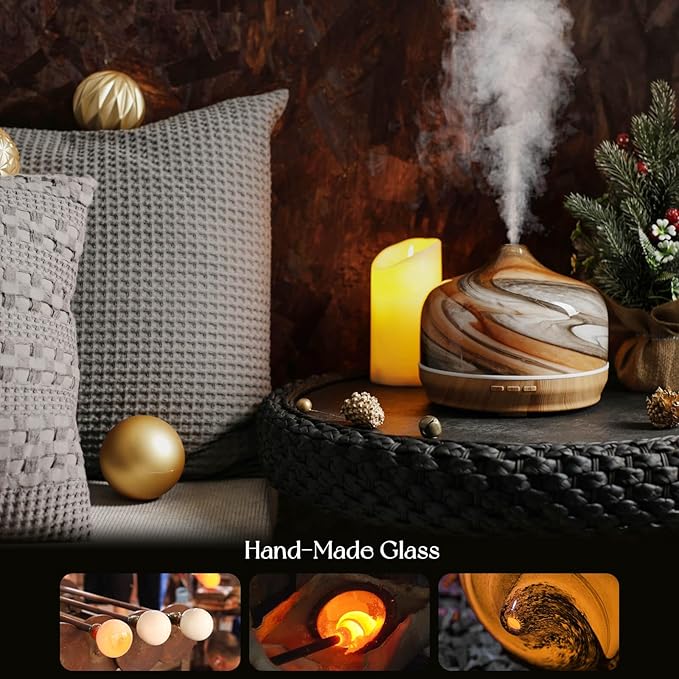 Porseme 500ml Glass Essential Oil Diffuser Aromatherapy Ultrasonic Cool Mist - Image 5