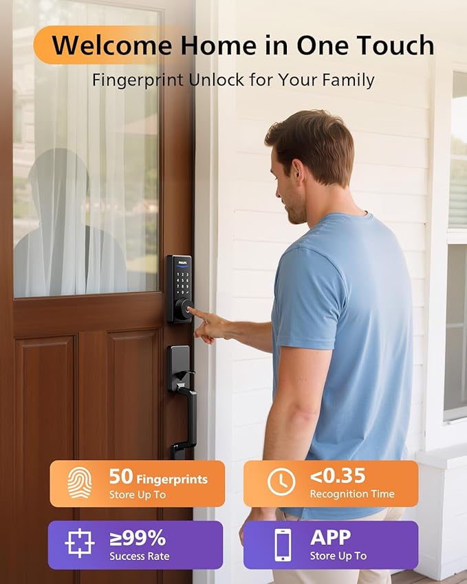 Philips WiFi Smart Lock with Front Door Handle Set, Built-in WiFi, APP Remote & - Image 5