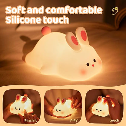 Rytinazzz Big Face Rabbit Night Light, 3-Level Pat Control & Cute Squishy Lamp - Image 3
