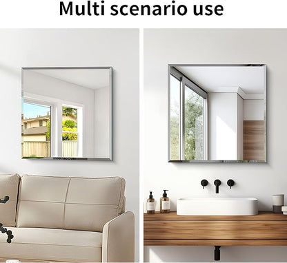 CILIBER Beveled Mirror, 24x24 inch Square Bathroom Mirrors - Image 7