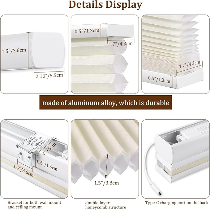 LEXEN Smart Top Down Bottom Up Honeycomb Shades - Image 4