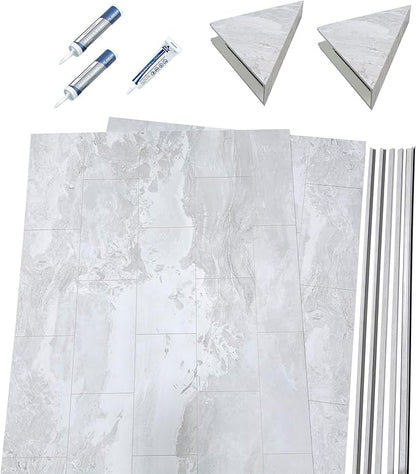 Palisade 78in x 36in x 36in Waterproof Vinyl Corner Shower Surround Kit - Image 2