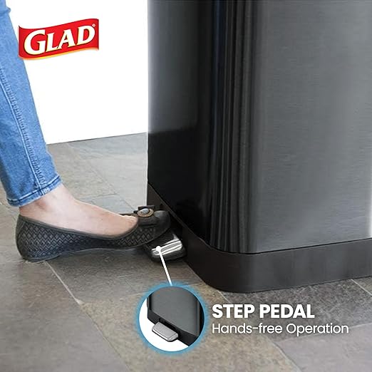Glad Stainless Steel Step Trash Can, Large Metal Kitchen Garbage Bin - Image 7