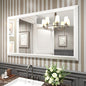 Amorho Bathroom Mirror, 55x32 Inch White Thick Metal Framed Wall Mirrors by Amorho