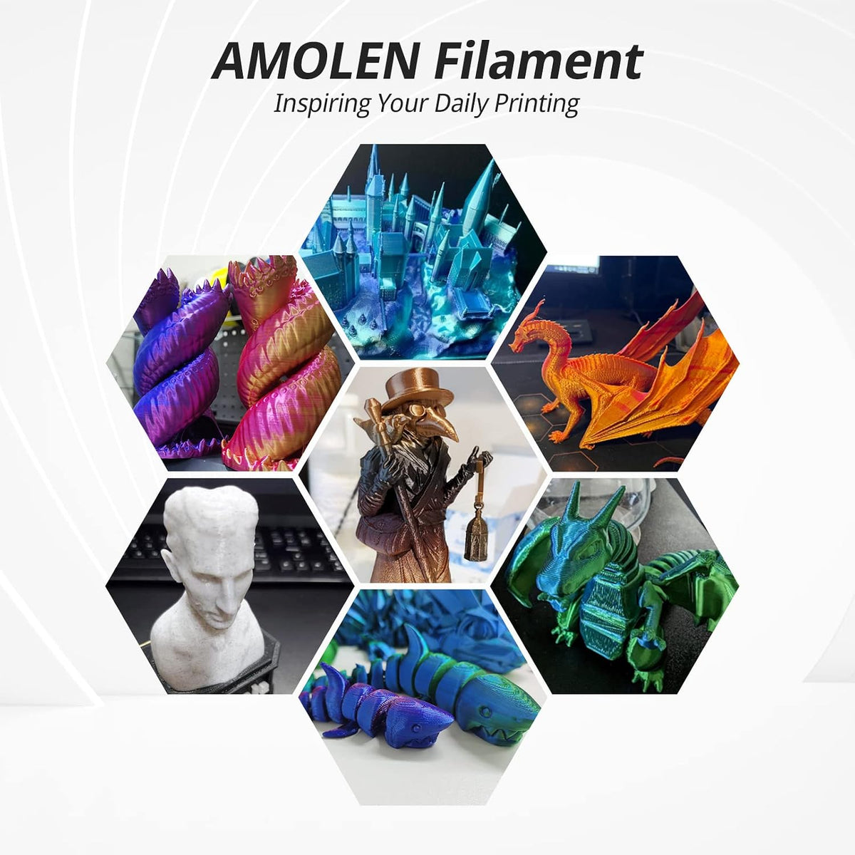AMOLEN PLA 3D Printer Filament PLA Filament 1.75mm Silk Filament Bundle,Gold,...