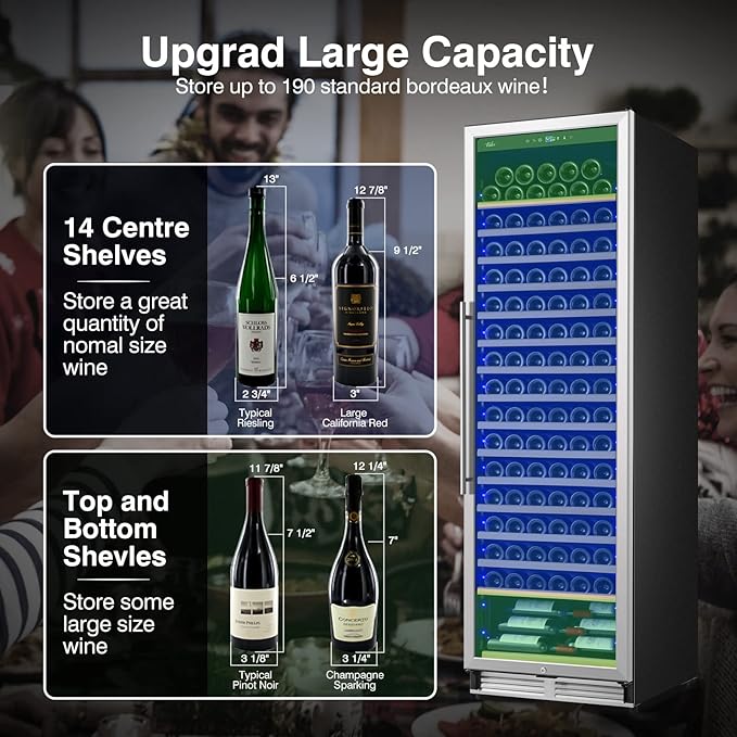 Upgraded 24 Inch Wine Cooler Refrigerator, 190 Bottles Wine Fridge - Image 3