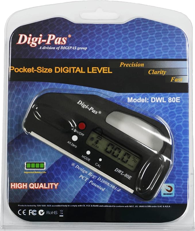DigiPas DWL80E Pocket Size Digital Level, Electronic Angle Gauge, Protractor - Image 6