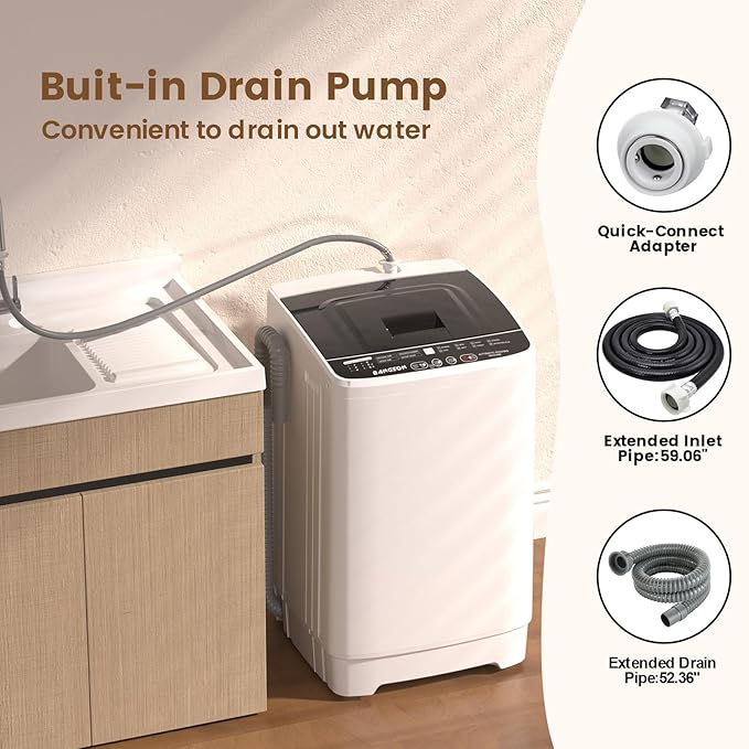BANGSON 1.08cu.ft Portable Washing Machine, Full-Automatic Washing Machine - Image 7